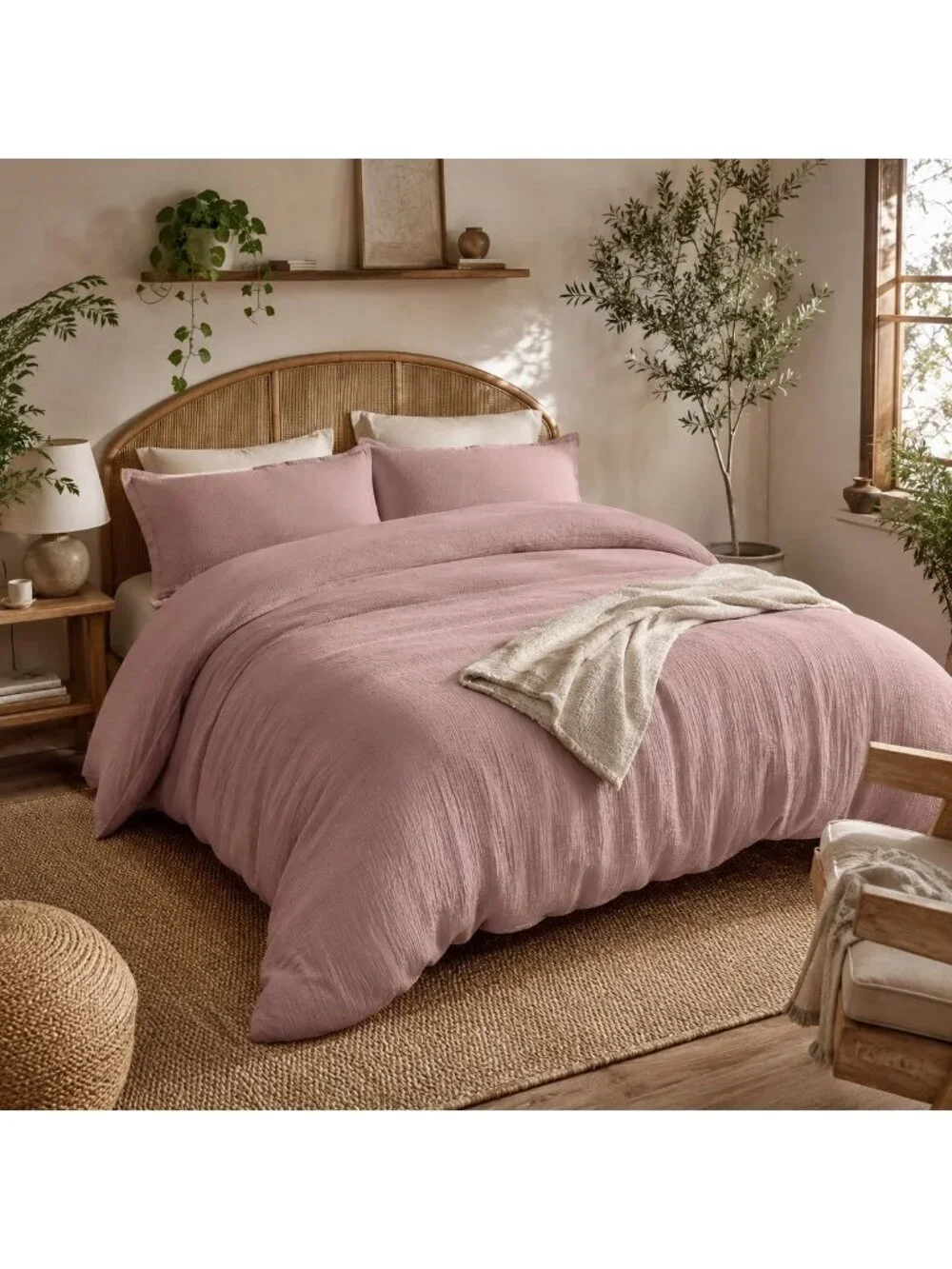 S22 | Quince Organic Airy Gauze Duvet Cover King Cal King Fig NWT